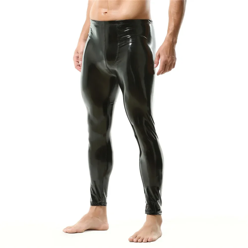 Leather Work Pants - New Men PVC Patent Leather Leggings