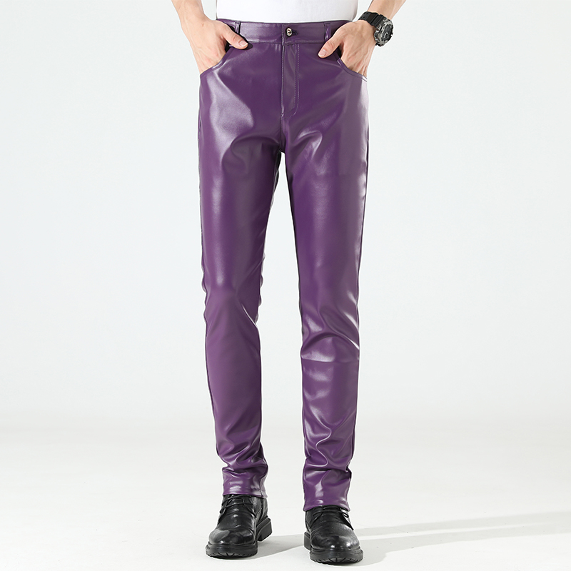 Leather Work Pants - Men's Leather Pants Skinny Fit Stretch