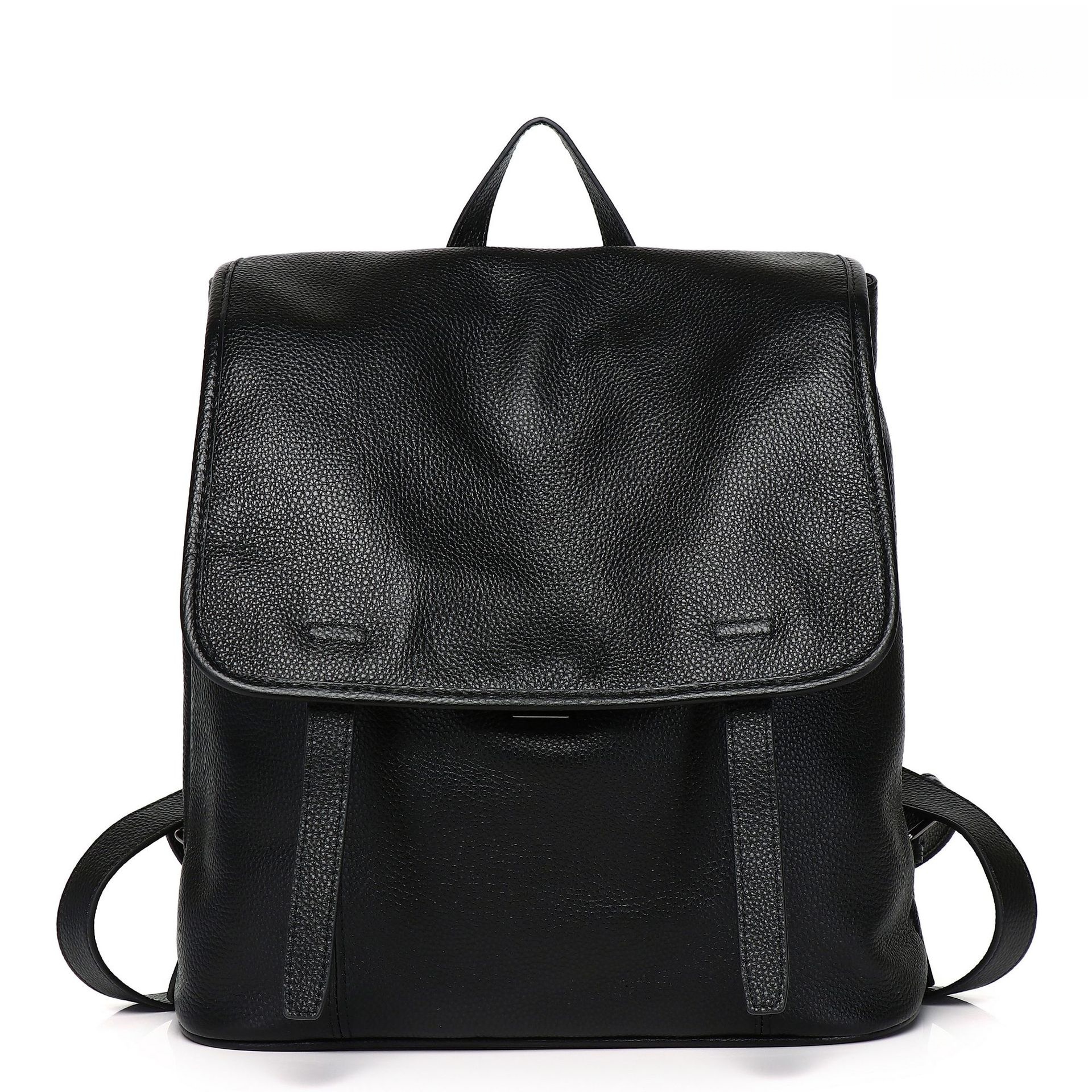 Leather Work Rucksack - Women Top Grain Cowhide Flap Backpack