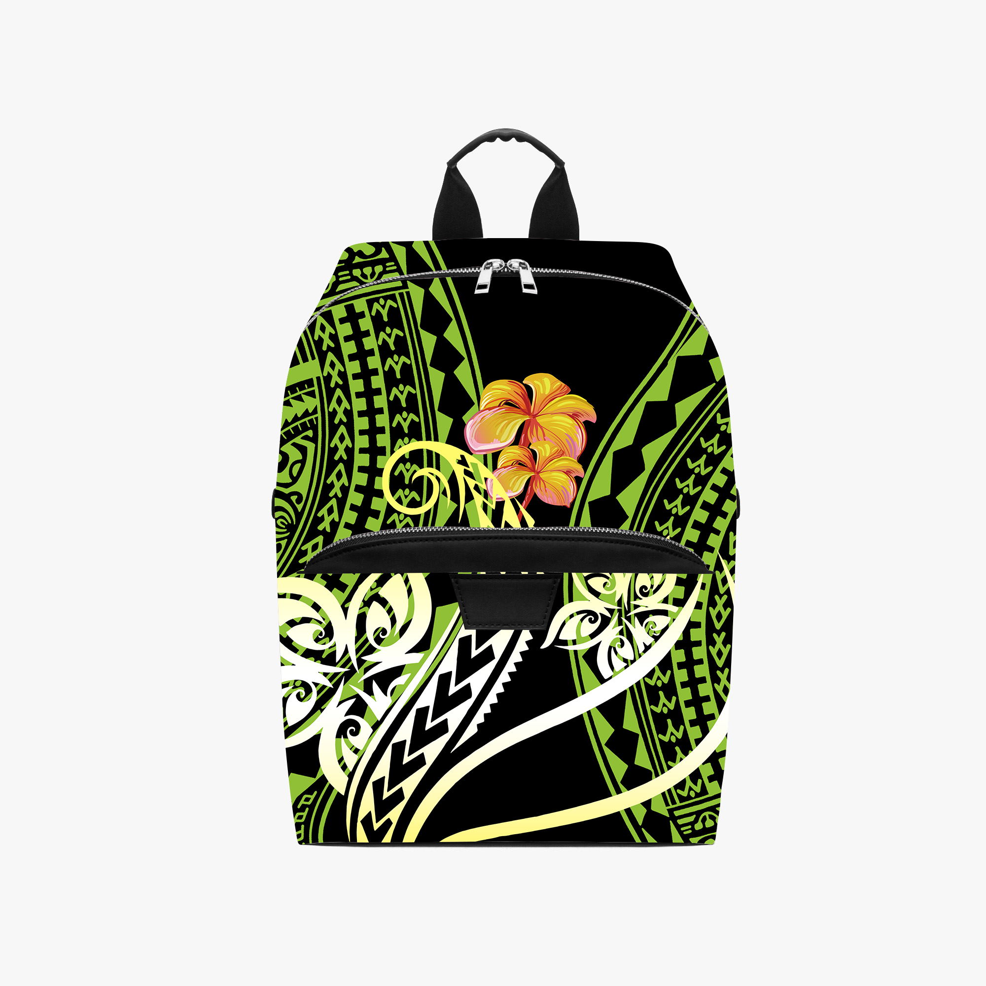 Leather Work Rucksack - Travel Gift Leather Rucksack Customizable Polynesian