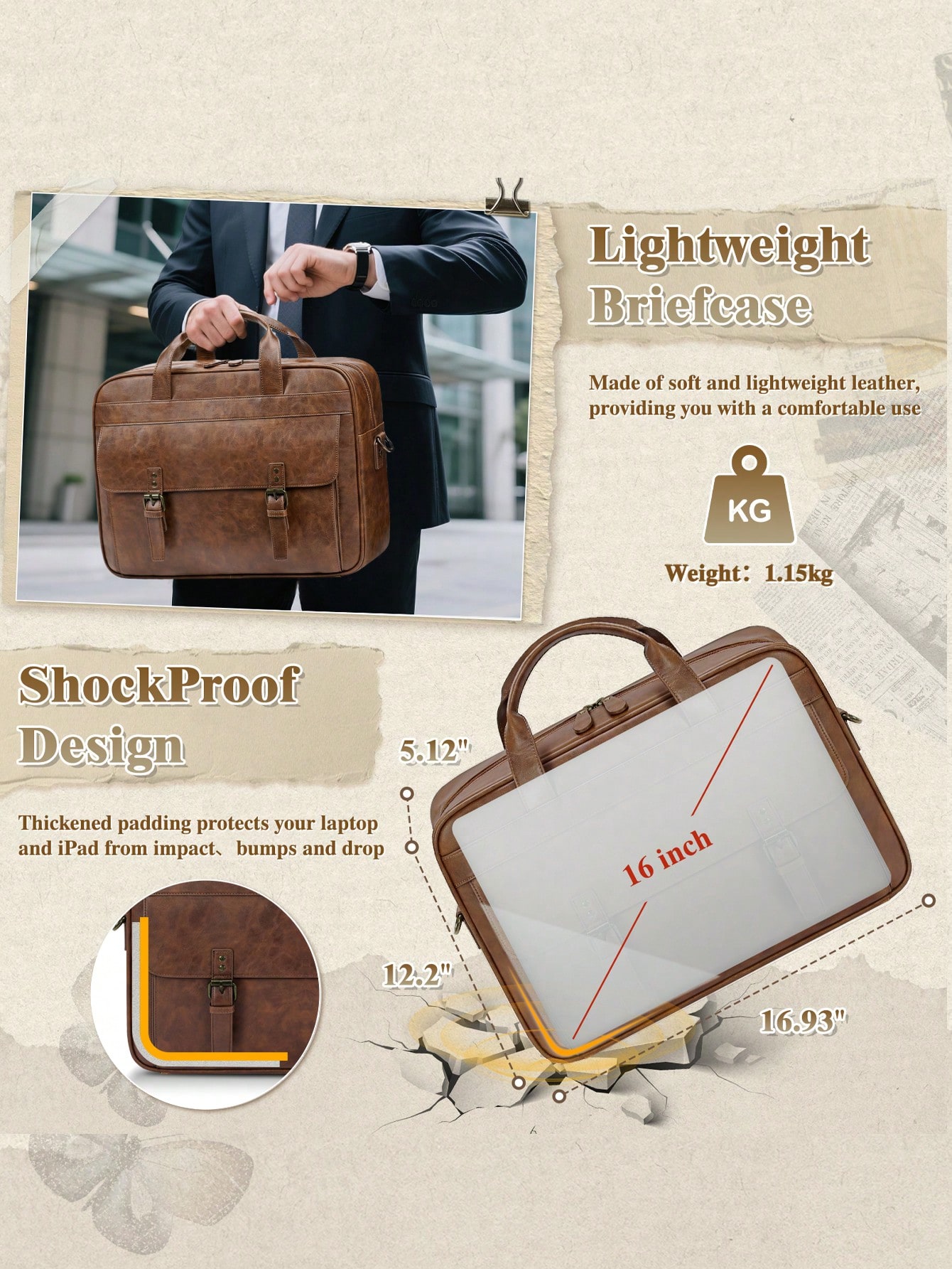 Vintage Leather Messenger Bag  – Leather Work Bag Men Bewertung und Preis