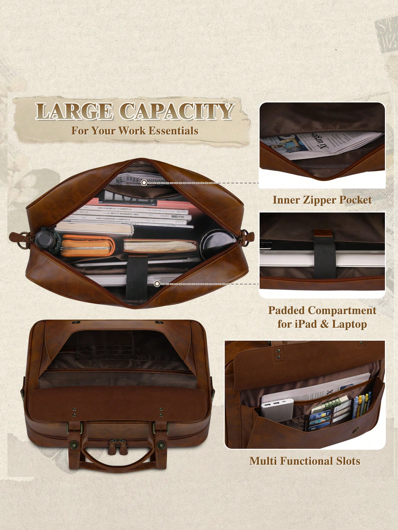 Vintage Leather Messenger Bag  – Leather Work Bag Men Bewertung und Preis