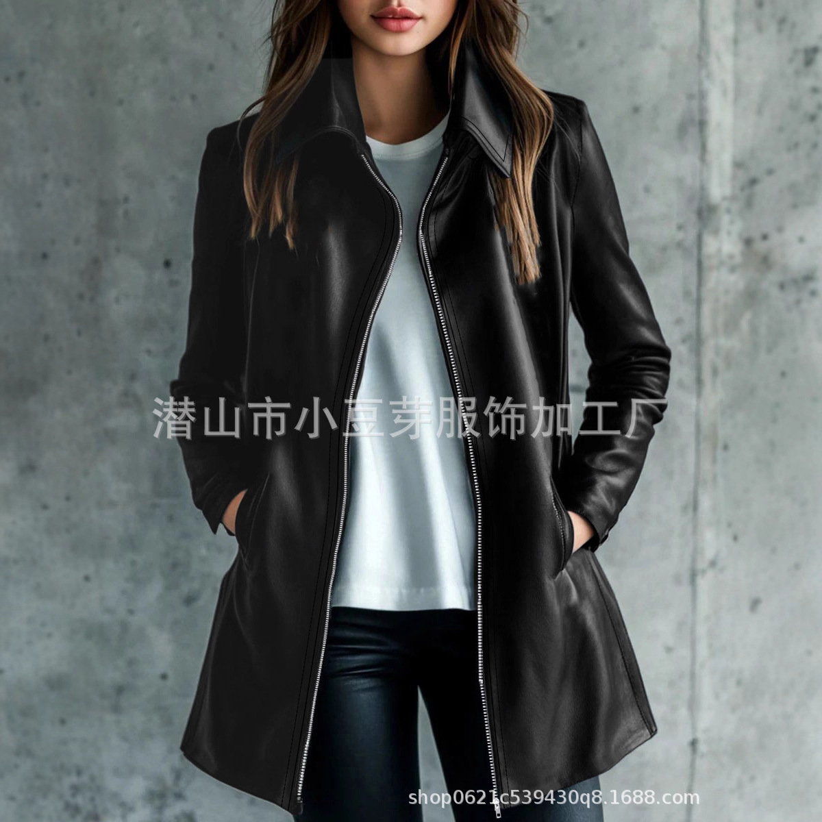 Women Mid Length Coats Zipper  – Leather Work Jacket Women'S Bewertung und Preis