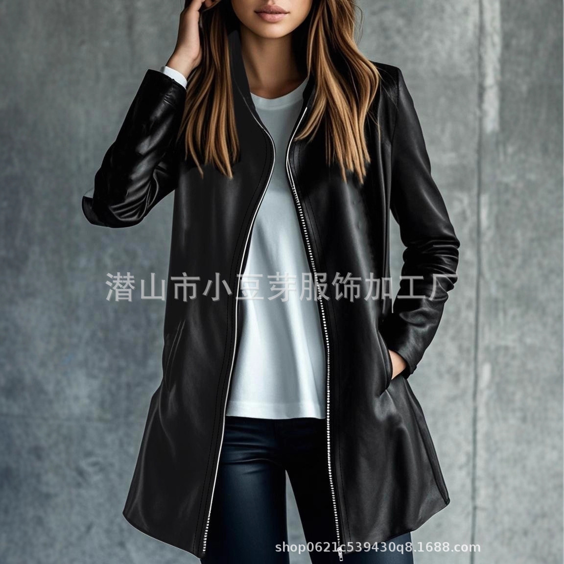 Women Mid Length Coats Zipper  – Leather Work Jacket Women'S Bewertung und Preis
