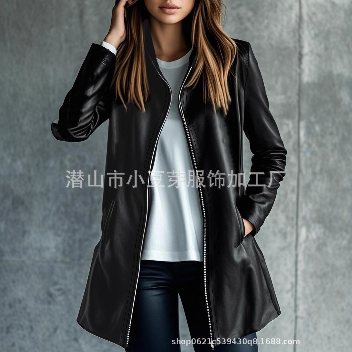 Women Mid Length Coats Zipper  – Leather Work Jacket Women'S Bewertung und Preis