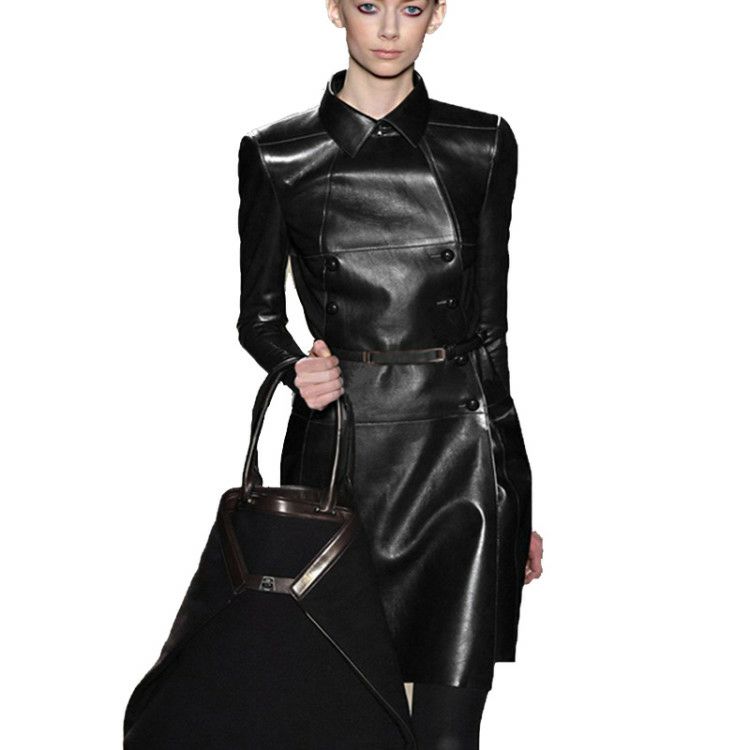 Double-breasted Long Leather T – Leather Work Jacket Women'S Bewertung und Preis