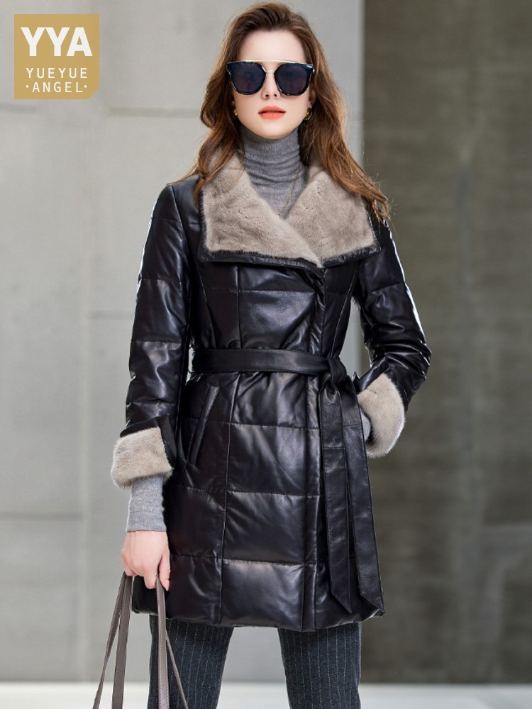 Elegant Ladies Mink Fur Collar – Leather Work Jacket Women'S Bewertung und Preis