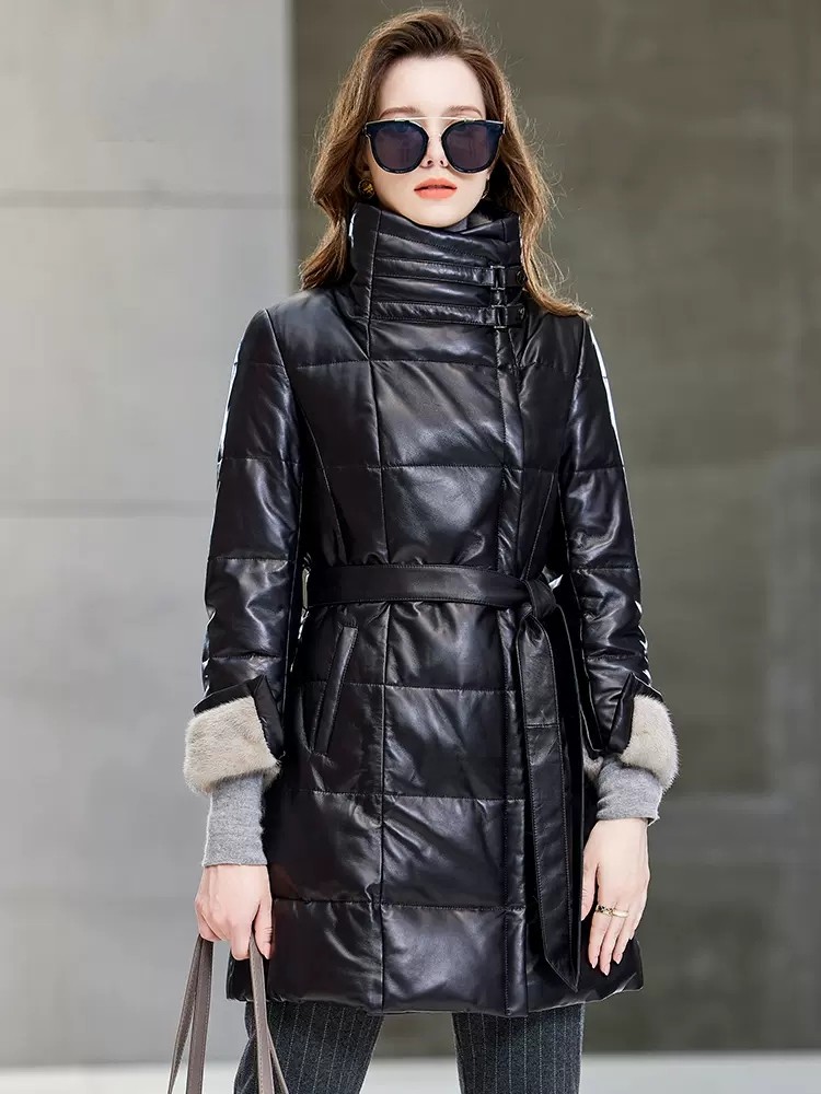 Elegant Ladies Mink Fur Collar – Leather Work Jacket Women'S Bewertung und Preis