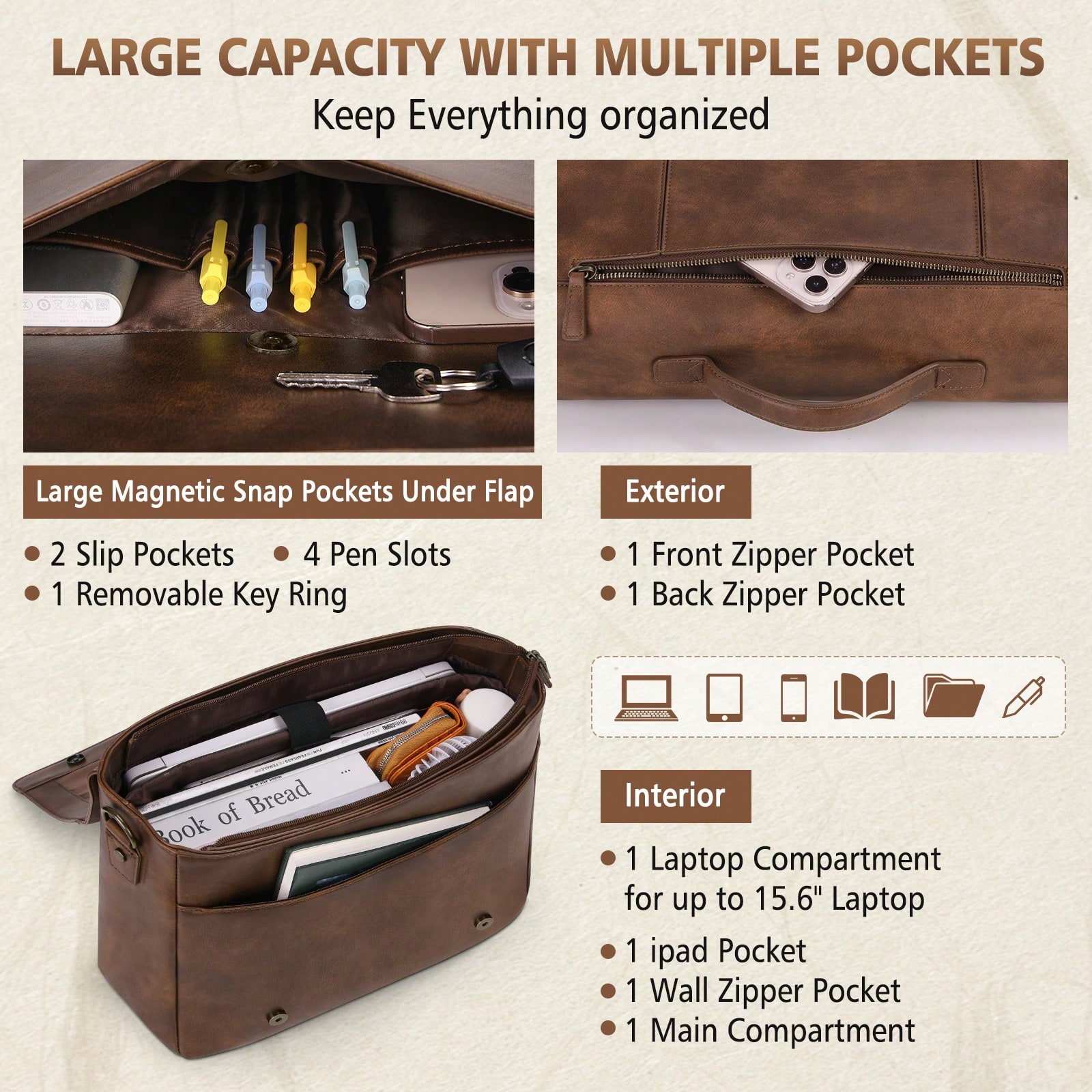 Leather Messenger Bag For Men  – Leather Work Bag Men Bewertung und Preis