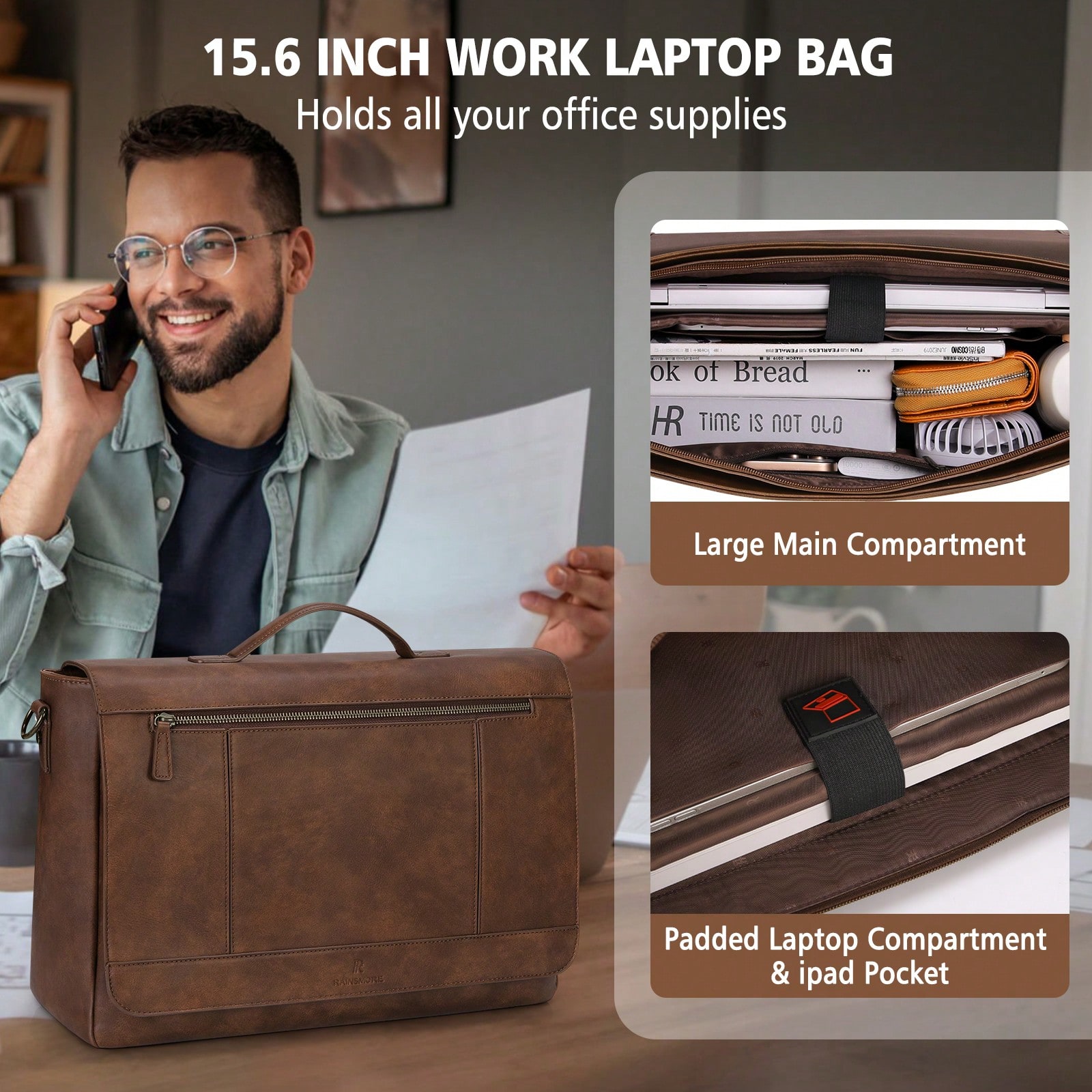 Leather Messenger Bag For Men  – Leather Work Bag Men Bewertung und Preis