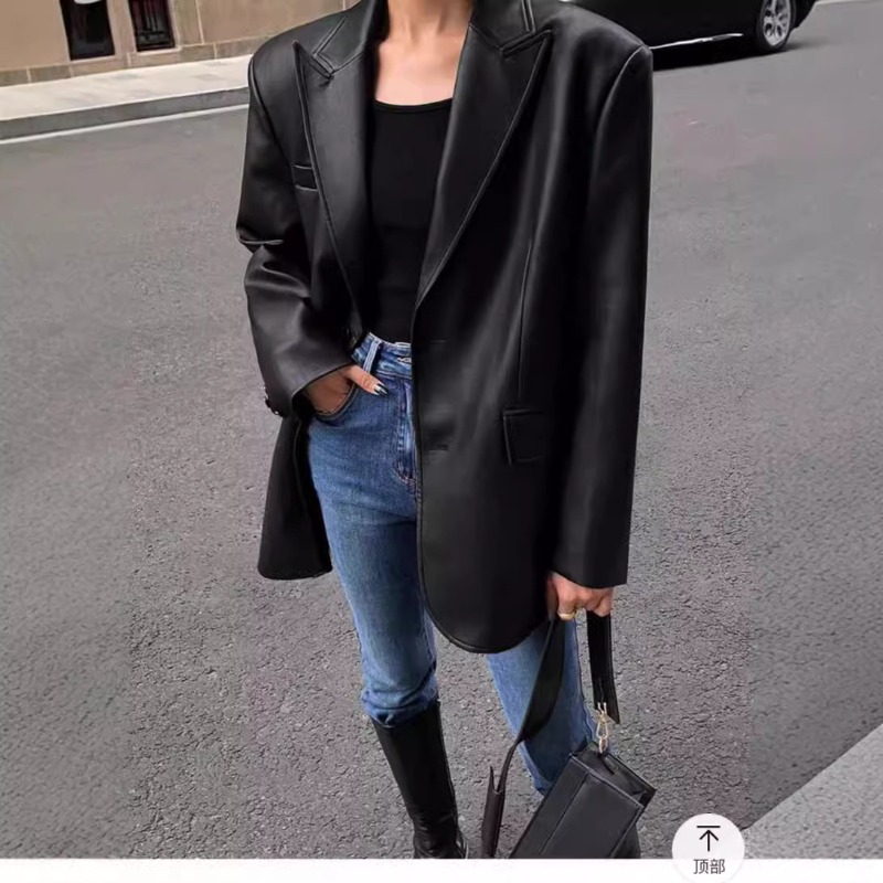 Autumn Winter PU Leather Busin – Leather Work Jacket Women'S Bewertung und Preis