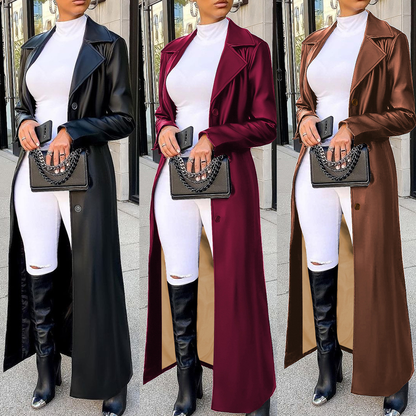 Women Coats Long Faux Leather  – Leather Work Jacket Women'S Bewertung und Preis