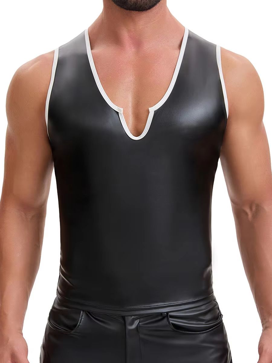 S-7XL Elastic PU Leather Tank  – Leather Work Vest Bewertung und Preis