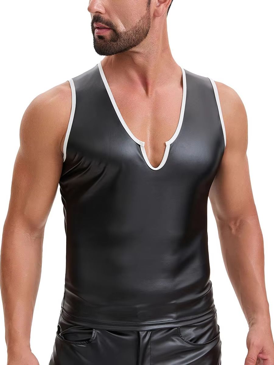 S-7XL Elastic PU Leather Tank  – Leather Work Vest Bewertung und Preis