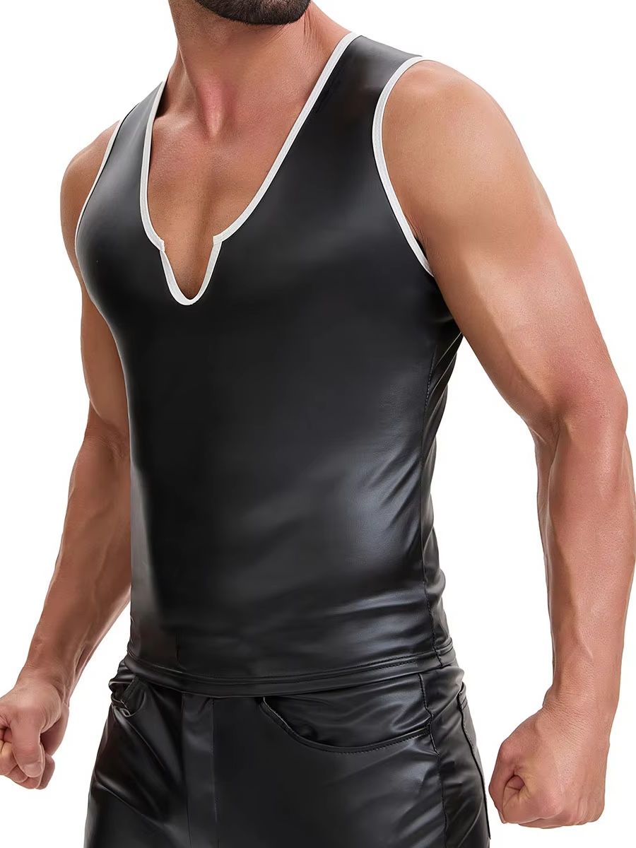 S-7XL Elastic PU Leather Tank  – Leather Work Vest Bewertung und Preis