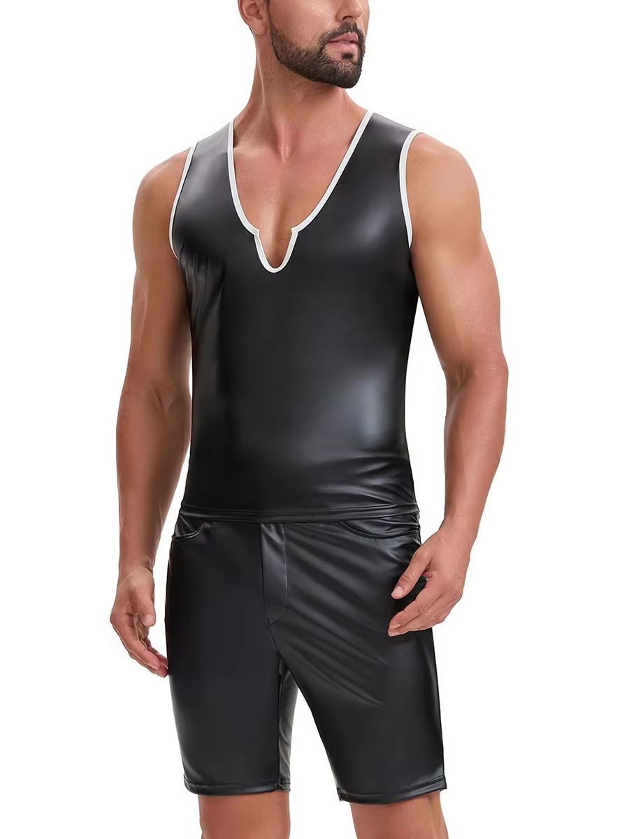 S-7XL Elastic PU Leather Tank  – Leather Work Vest Bewertung und Preis