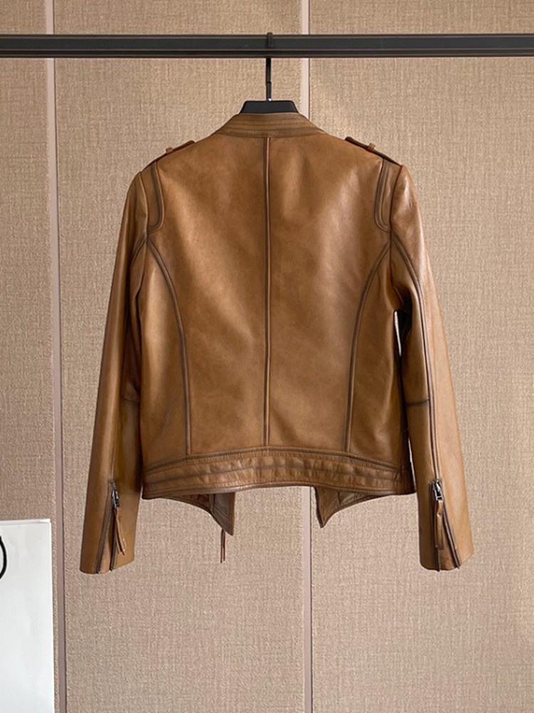 Oil Wax Sheepskin Jacket Women – Leather Work Jacket Women'S Bewertung und Preis