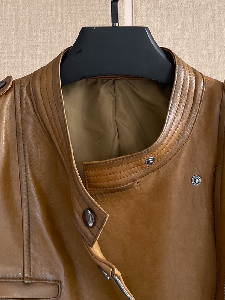 Oil Wax Sheepskin Jacket Women – Leather Work Jacket Women'S Bewertung und Preis