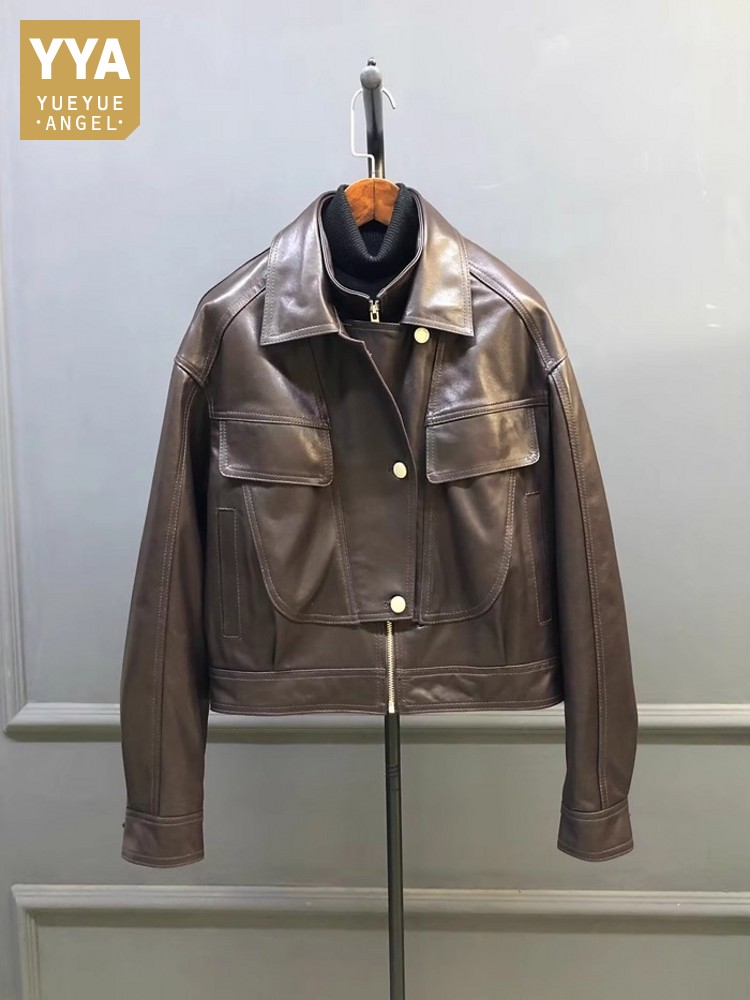Designer Women Double Collar W – Leather Work Jacket Women'S Bewertung und Preis