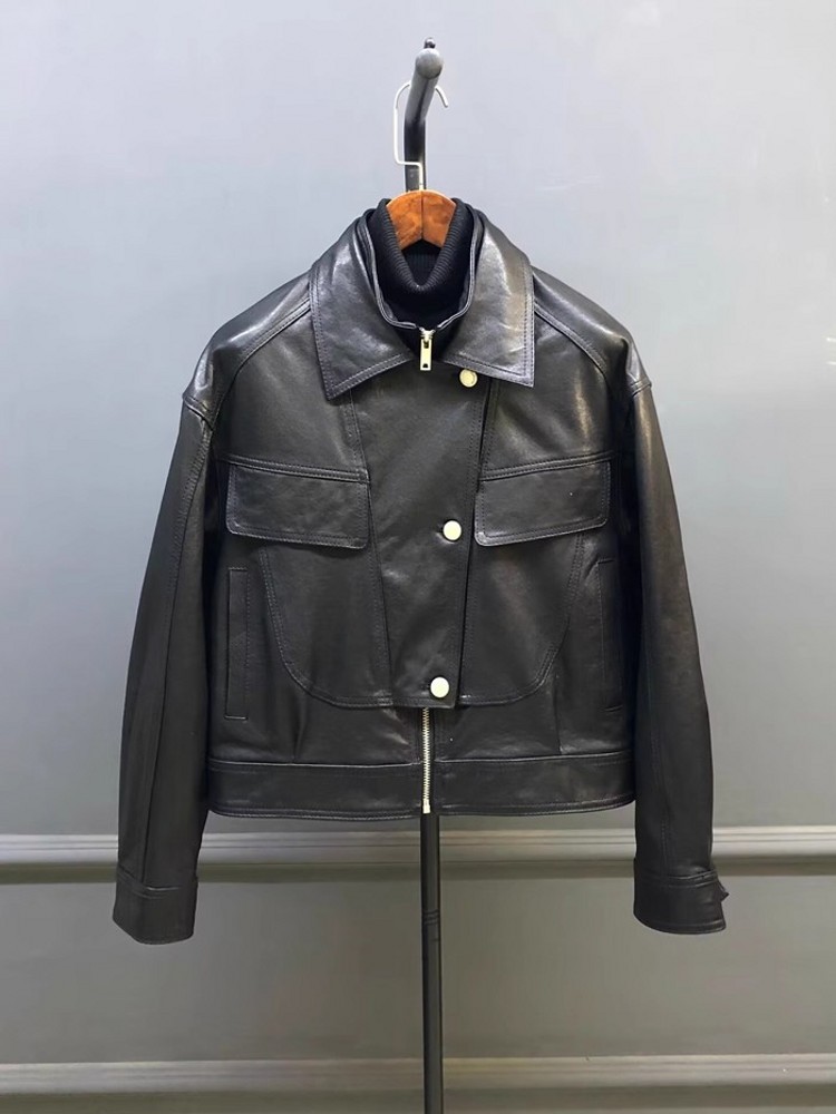 Designer Women Double Collar W – Leather Work Jacket Women'S Bewertung und Preis