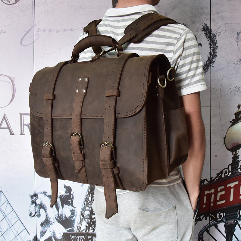 Men Thick Crazy Horse Leather  – Leather Work Rucksack Bewertung und Preis