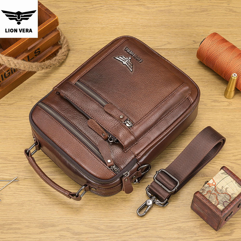 LION VERA Men's Shoulder Bag C – Leather Work Bag Men Bewertung und Preis